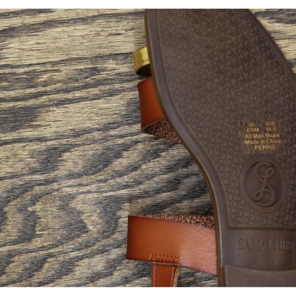 NWT Sam & Libby Womens Strappy Perris Flat Sandal J5247S1200 Amber Brown 6.5M - Picture 13 of 13